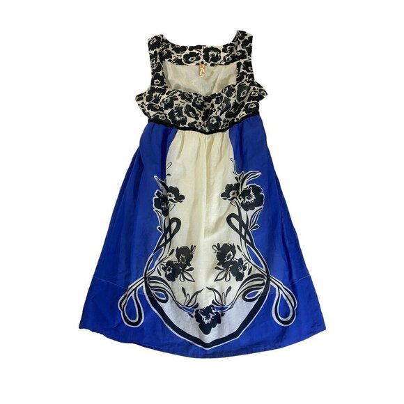 Anthropologie Maeve Women's Blue Silk Blend Multi Floral Dress - 6 - Picture 1 of 13